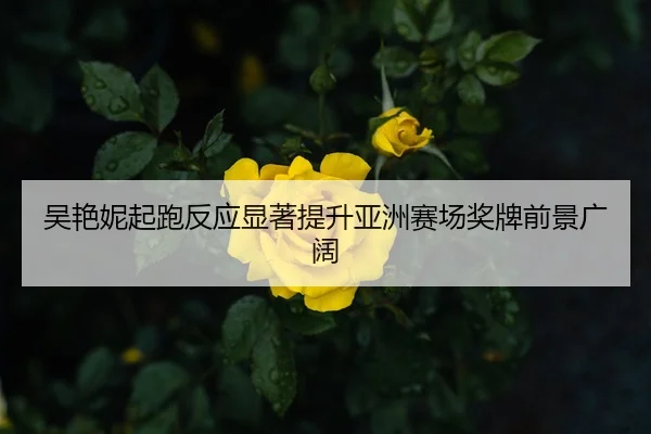吴艳妮起跑反应显著提升亚洲赛场奖牌前景广阔